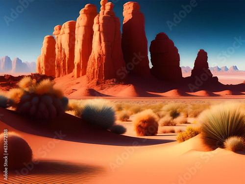 Beautiful Desert in a sunny day scenery - ai generative photo