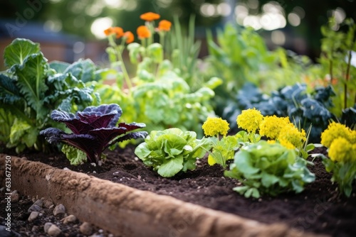close-up of companion planting in a garden bed