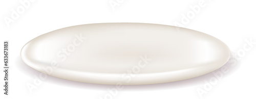 3d realistic white empty plate. Ceramic tableware icon closeup isolated on transparent background.