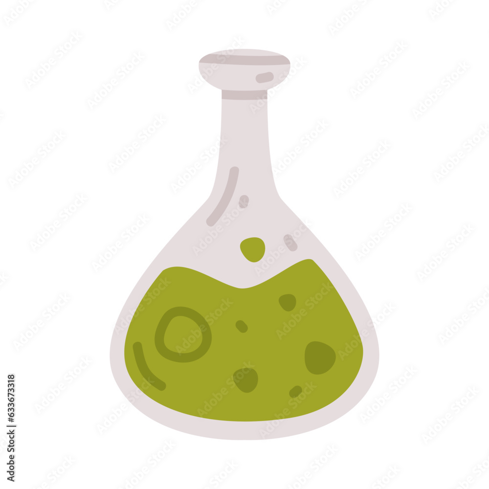 Flask with Green Potion as Halloween Trick or Treat Night Party Element Vector Illustration Flask with Green Potion as Halloween Trick or Treat Night Party Element Vector Illustration