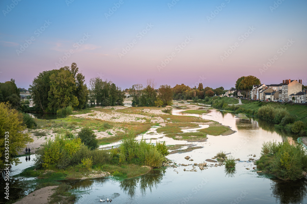 Loire River in Orleans at sunset, France