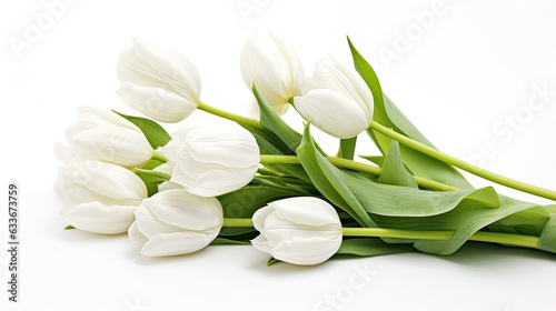 plant white tulips isolated on white background