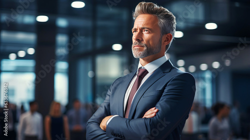 Senior business man stands in an office