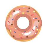 Vector sugar donut. Delicious donut.Sweets. Vector pink donut.