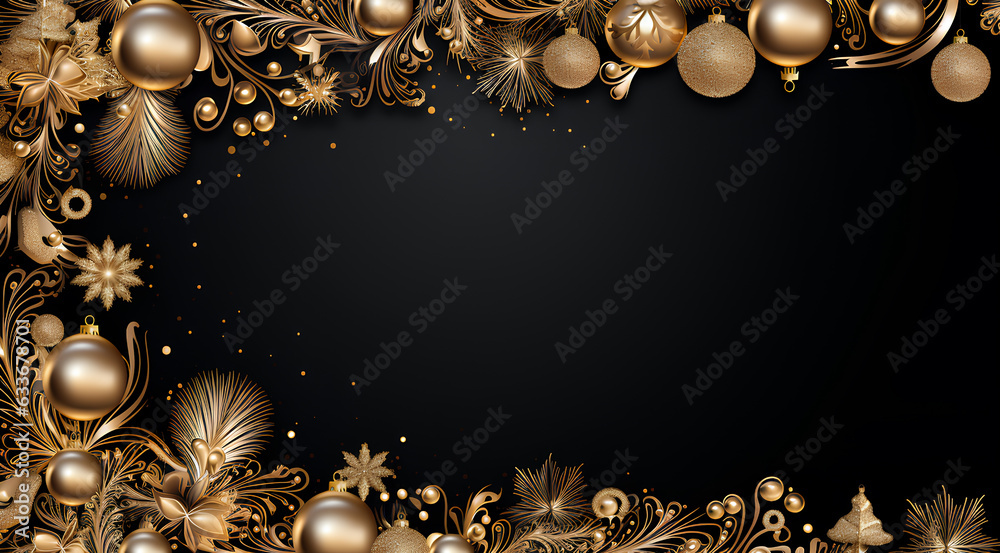 Christmas background concept with copy space and gold elements Christmas background concept with copy space and gold elements