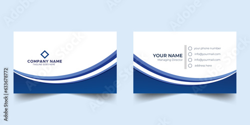 Free vector elegant modern blue wavy business card,Modern and simple business card design with White and dark Blue color, Professional Business card design and modern visiting card