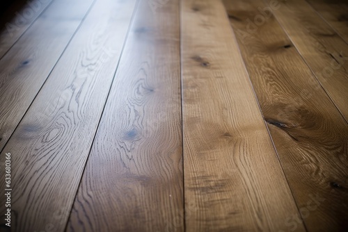 House renovation involves replacing carpet with solid oak wood floor, featuring handscraped oiled European oak for texture and definition of wood grain.