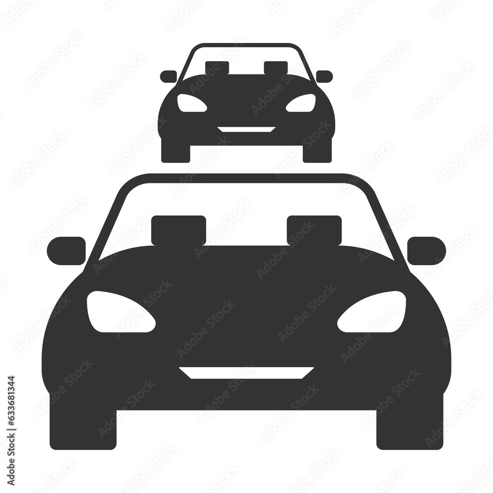 Vector illustration of cars icon in dark color and transparent background(png).
