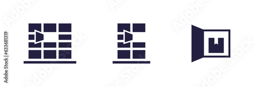 delivery box for picking up parcels from e-shop, flat solid icon
