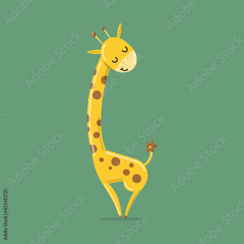 Cute giraffe cartoon character icon. African animals.  Vector illustration in kawaii cartoon style.