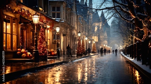 Christmas night in the city, generative ai  © Solenia