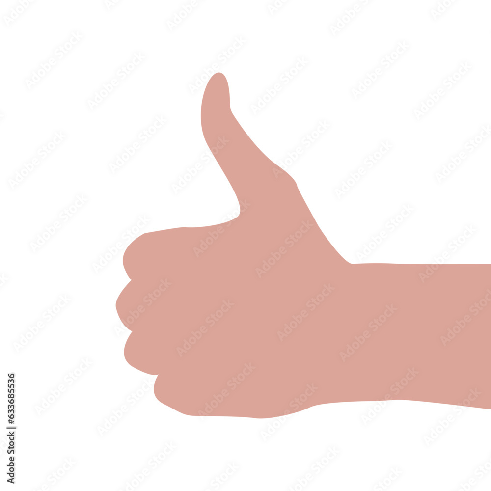 Vector flat illustration of a thumb up, showing like. Vector design element for infographic, web, internet, presentation.