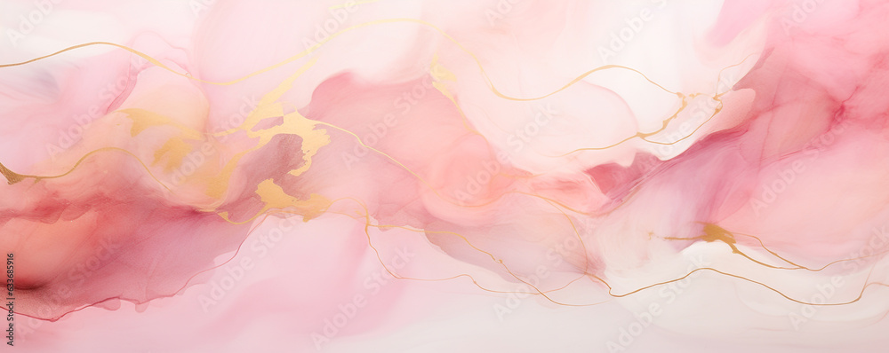 alcohol Ink texture pastel pink with golden lines abstract background made with generative AI alcohol Ink texture pastel pink with golden lines abstract background made with generative AI