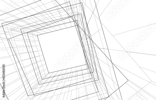 Abstract architecture vector 3d illustration