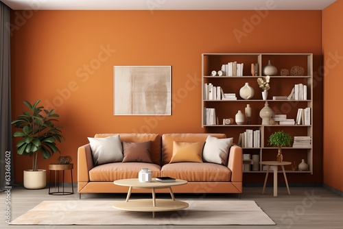 Orange interior, generative ai