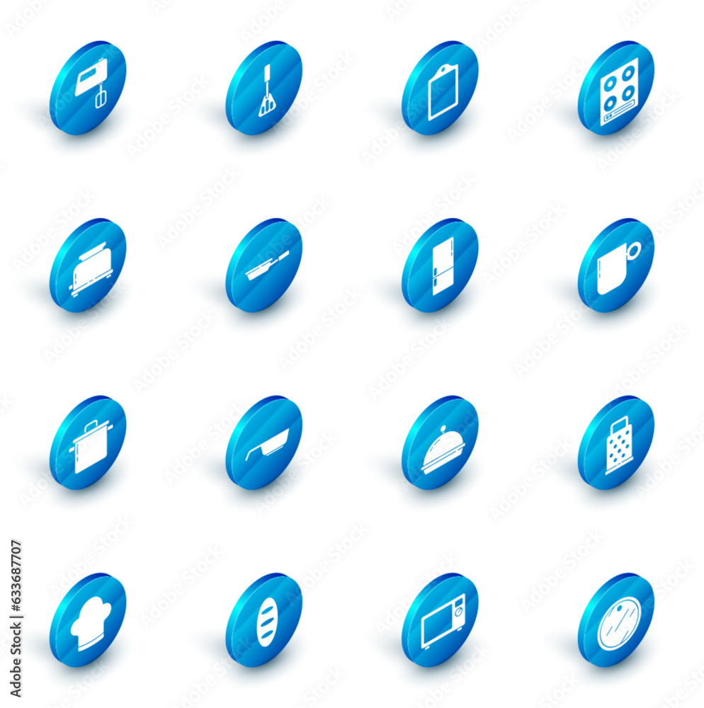 Set Spatula, Cutting board, Gas stove, Toaster, Cooking pot, Frying pan, Coffee cup and Refrigerator icon. Vector Set Spatula, Cutting board, Gas stove, Toaster, Cooking pot, Frying pan, Coffee cup and Refrigerator icon. Vector