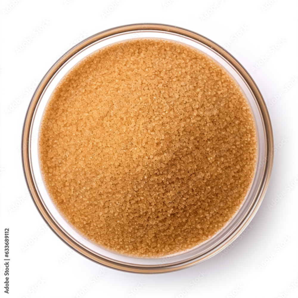 Brown sugar top view isolated on white background 