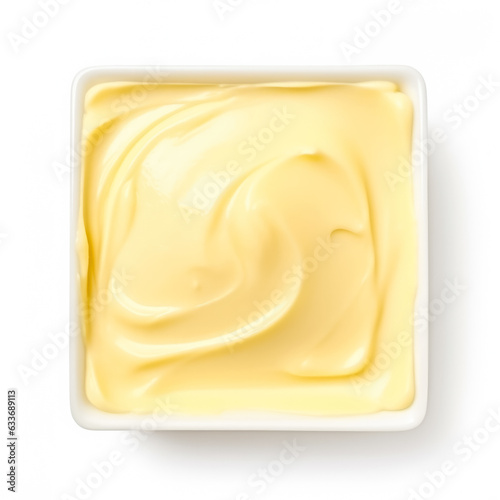 Butter softened top view isolated on white background 