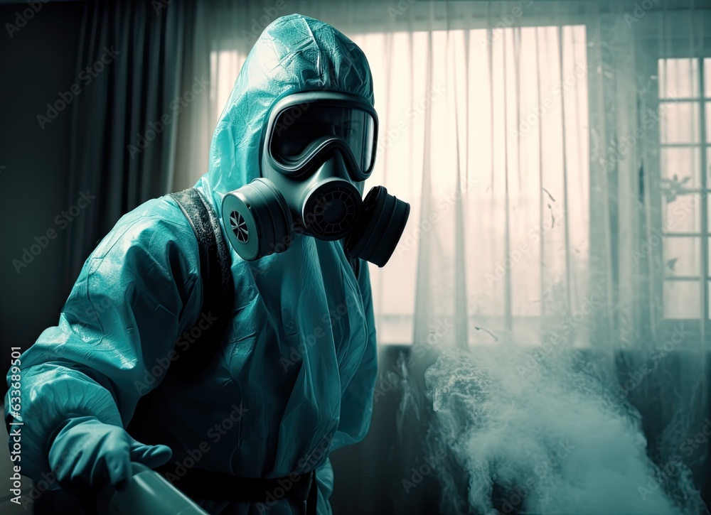 Hands in protective gloves using a spray and holding a window cleaning brush, slow motion, close-up. Container with liquid detergants, a sponge, Created with Generative AI technology. Hands in protective gloves using a spray and holding a window cleaning brush, slow motion, close-up. Container with liquid detergants, a sponge, Created with Generative AI technology.