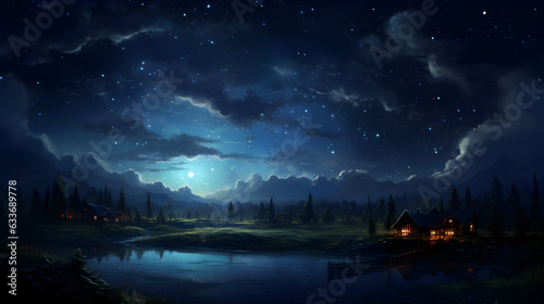 wunderschöne Landschaft bei Nacht