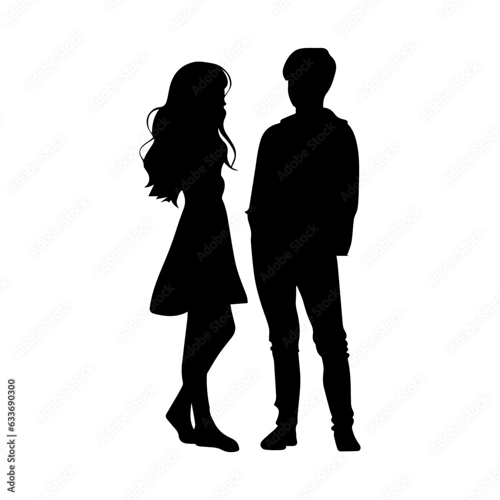 Vector illustration. Silhouette of a couple of woman and man. Lovers.