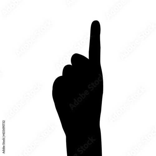 Vector flat illustration of an index finger's silhouette pointing upwards. Vector design element for infographic, web, internet, presentation.