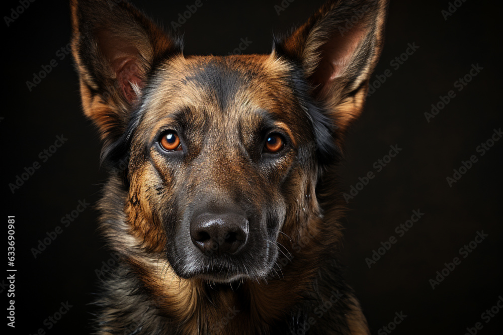 Capture the captivating essence of a dog beauty through a stunning portrait illuminated by soft, natural light. Ai generated