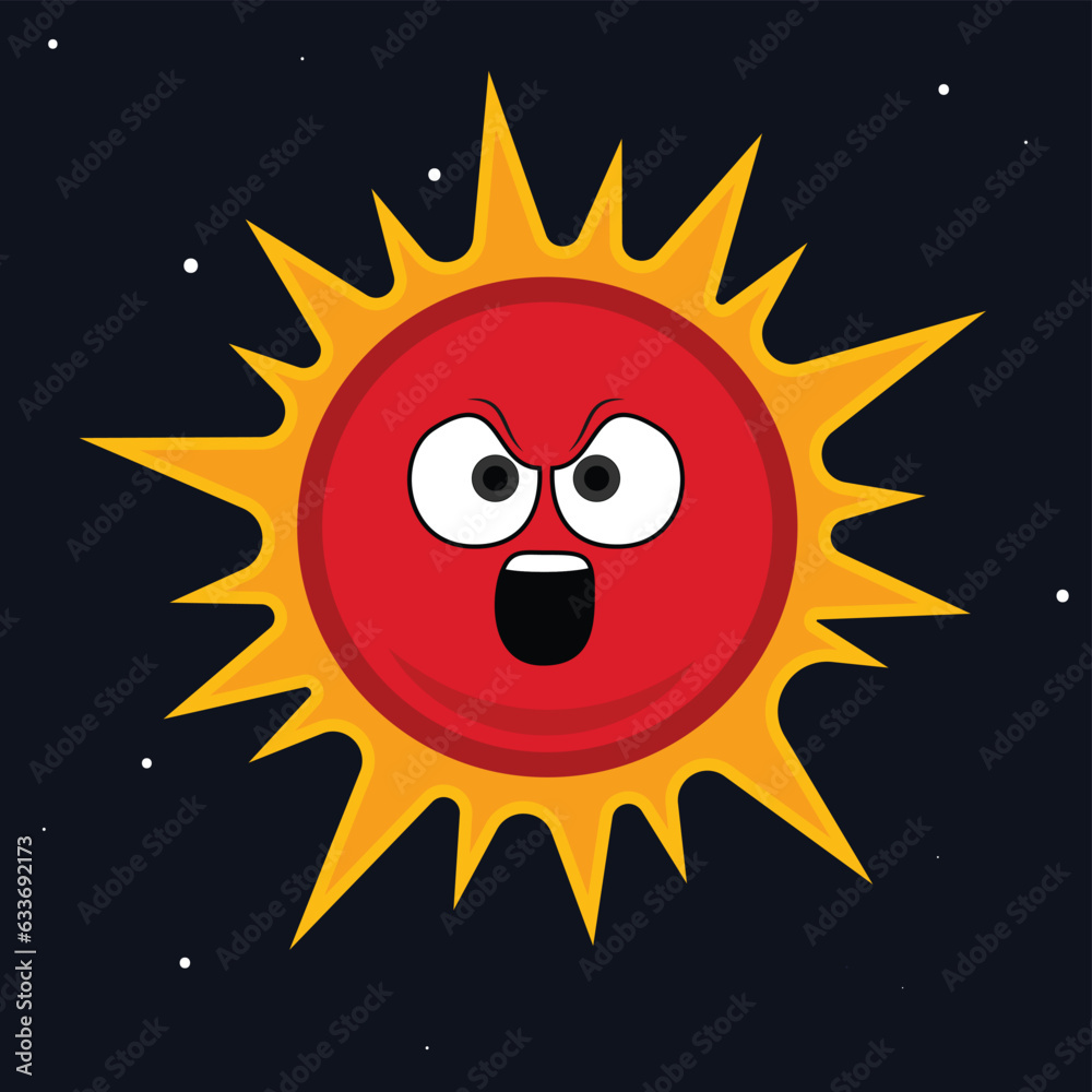 angry shouting face sun cartoon