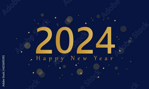 2024 new year background  poster  with confetti and bokeh effect