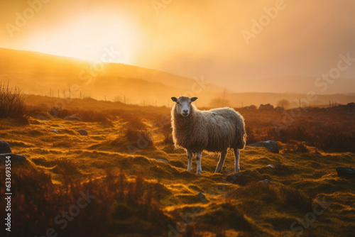 Galway Sheep Navigating the Morning Mist