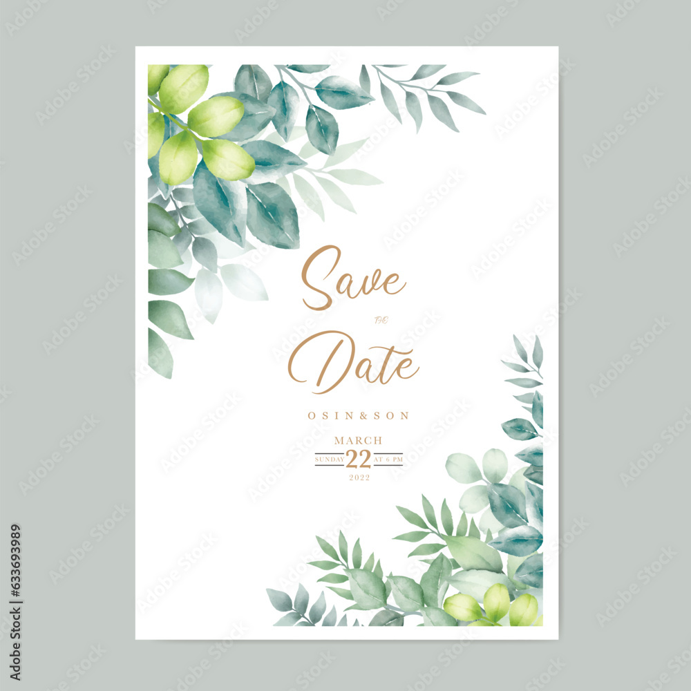 greenery leaf wedding card set
