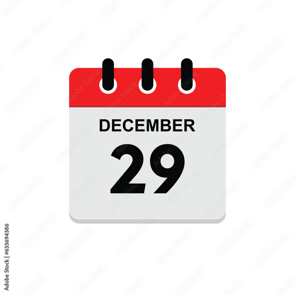 Fototapeta premium 29 december icon with white background, calender icon, 