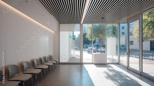 Modern clinic lobby with waiting room space