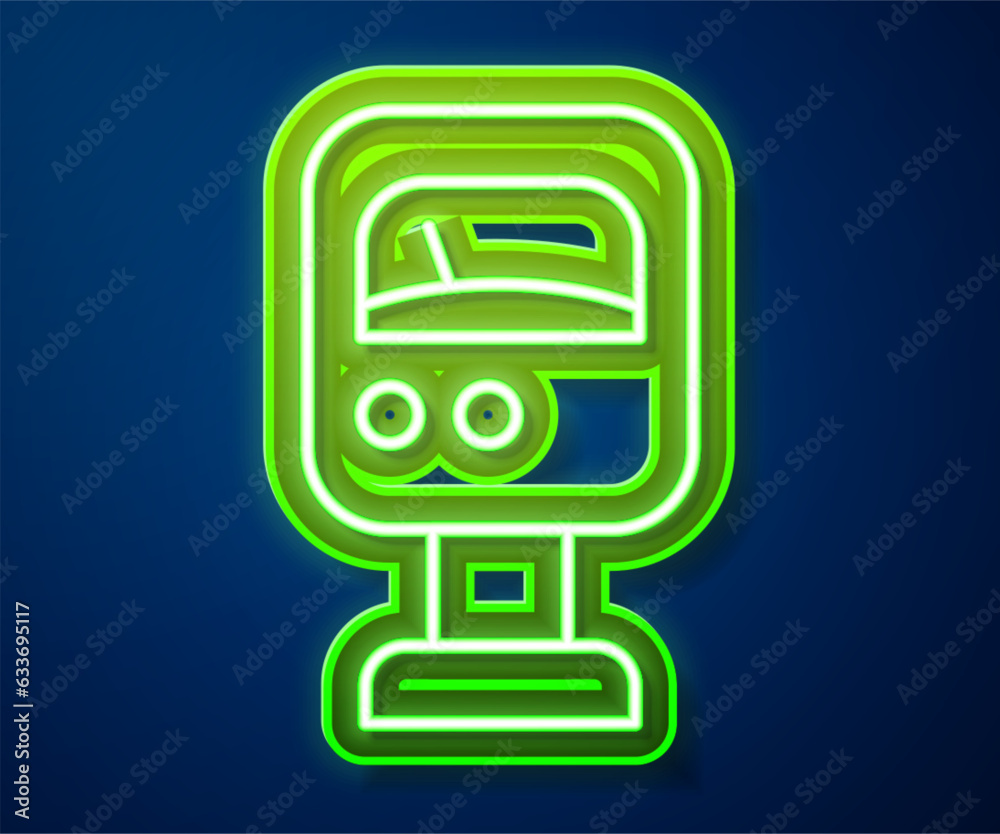 Glowing neon line Pressure water meter icon isolated on blue background. Vector Glowing neon line Pressure water meter icon isolated on blue background. Vector