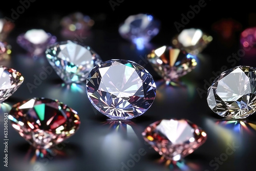 Set of glittering diamonds