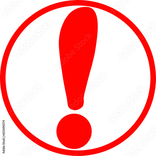 Red exclamation mark inside circle on white background. Vector design.