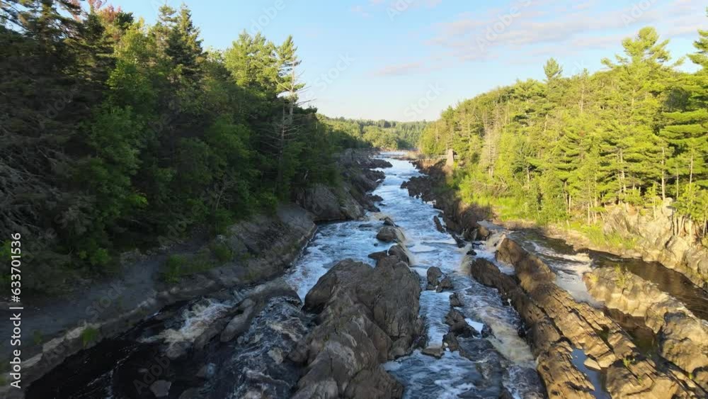 Rocky river in the middle of a forest. Aerial view, nature, Minnesota Rocky river in the middle of a forest. Aerial view, nature, Minnesota