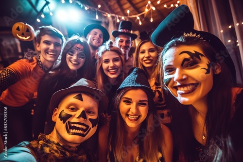 Halloween selfie on a party, halloween costumes,