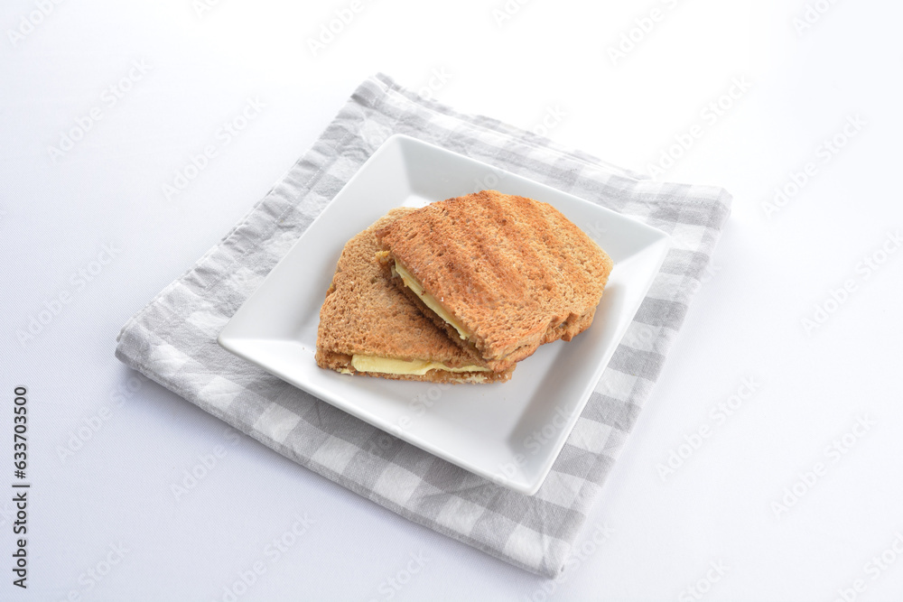 square butter kaya jam toast bread set with half boiled soft chicken