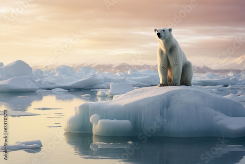 Polar bear in arctic ocean arctic.