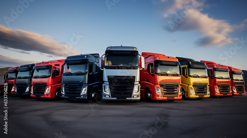 European Truck Fleet . Transportation and Logistics. Ai generative.