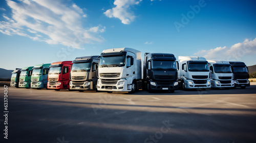European Truck Fleet . Transportation and Logistics. Ai generative.