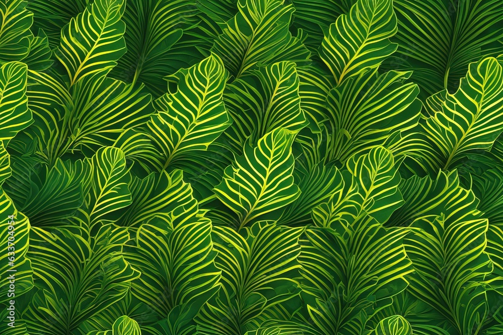 seamless pattern with tropical leaves, hand drawn watercolor illustration