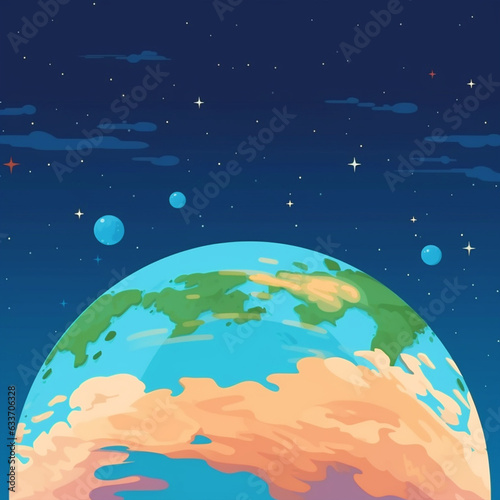 Wallpaper Mural Cartoon illustration of Planet Earth - ai generative Torontodigital.ca