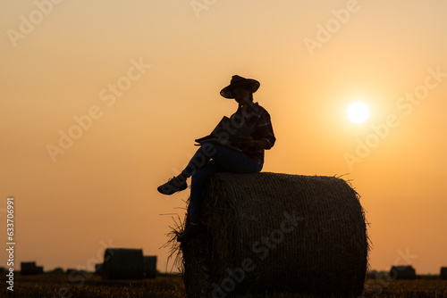 33 years old, agriculture, agriculture industry, agriculture work, beautiful, blue sky, caucasian, contentment, country landscape, country life, countryside, crop, crops, farm, farming, farmland, fema