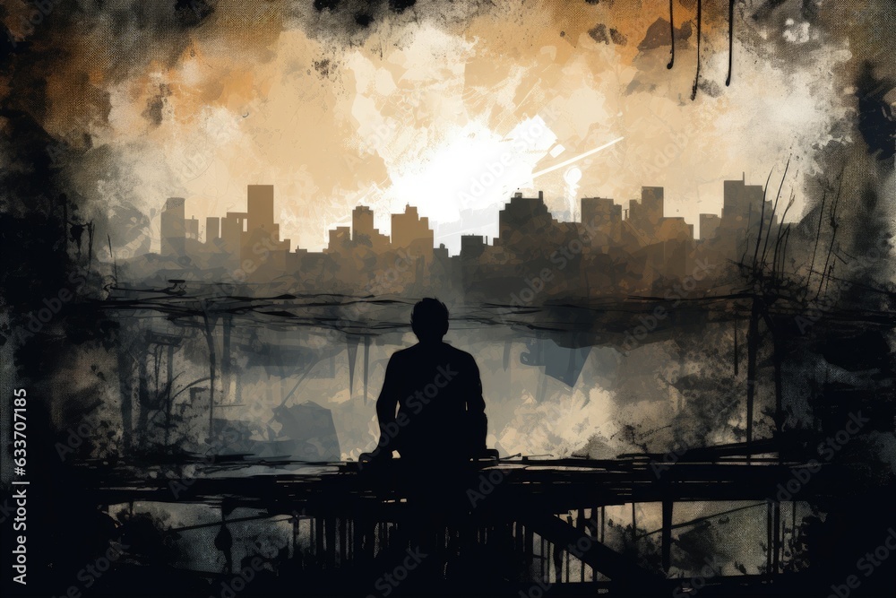 Fototapeta premium Loneliness and Depression - Abstract Grunge Art