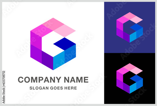 Monogram Letter G Geometric Square Cube Business Company Stock Vector Logo Design Template