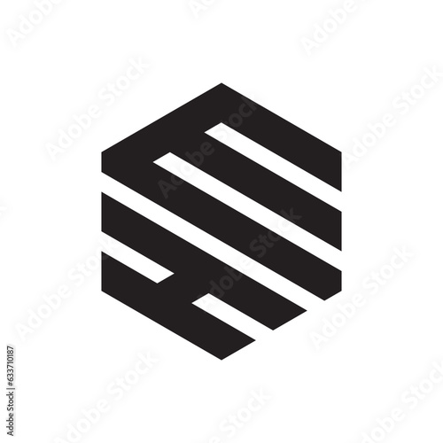 HM hexagon logo design vector isolated on white background.