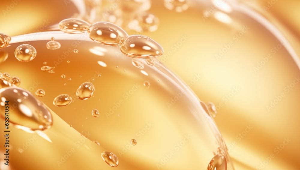 serum bubble gold background for cosmetics product. Generated with AI serum bubble gold background for cosmetics product. Generated with AI