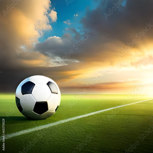 soccer ball on green grass  generating by AI technology © Muhammad
